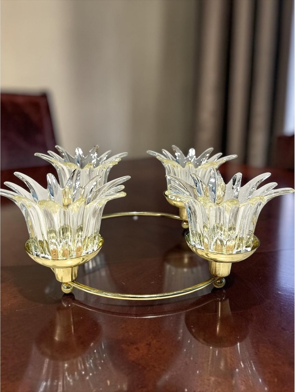 PartyLite P7366 Gold Candle Holder Splash Peglite Cups Hollywood Regency MCM